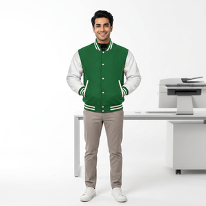 Oversize Leisure Custom <b>Patch</b> Embroidery Leather Sleeve Baseball Letterman Varsity <b>Jacket</b> CollegeBaseballjacket for men - Product Image 1