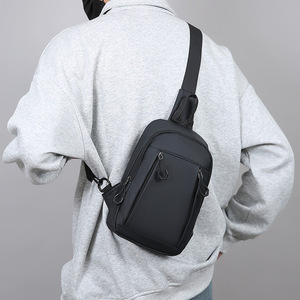 Men's Chest Bag Multifunctional USB Rechargeable Portable Shoulder Bag For Business Travel Solid Color Wear Resistant - Product Image 2