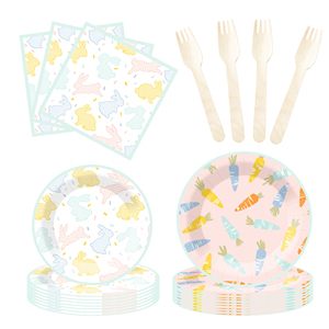 DAMAI Happy Easter Customized Disposable Paper Plates Easter Theme Tableware Paper Napkins Cups Table Supplies - Product Image 4