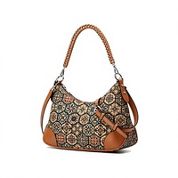 Sac bandoulière multi-éléments ethnique en PU, style européen et américain, nouvelle collection 2025, avec fermeture éclair, en polyester