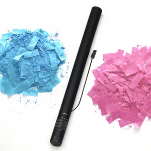 Cannone e Lanciatore Elettronico di <span class=keywords><strong>Coriandoli</strong></span> <span class=keywords><strong>Biodegradabili</strong></span> da 80 cm per Rivelazione del Sesso, Portata 3-15m, Blu Rosa, Forniture per Feste di Matrimonio - Product Image 1