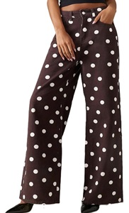 Summer Casual Denim <b>Trousers</b> <b>Women's</b> High Waist Breathable Wide Leg Polka Dot Jeans with Simple Fashion Print Washed Pants <b>Women</b> - Product Image 3