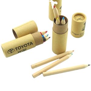 Mini matite per la pittura di arte dei bambini adulti, matita colore olio di legno natura, 6 pz in carta Kraft tubo pacchetto scuola regalo personalizzato - Product Image 1