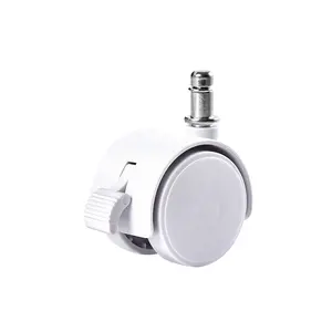 White Swivel Plastic Wheel 25 / 30 / 35 / 40 / 50 mm PP Brake Roller Casters for Furniture Baby Crib