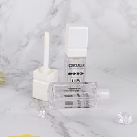 Tube à gloss carré transparent économique, tube à rouge à lèvres blanc pour emballage cosmétique de marque privée