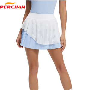 Falda personalizable de tenis de golf de cintura alta para mujer, rayas interiores para correr, pliegues antideslumbrantes, nombre del equipo OEM en el logotipo frontal - Product Image 5