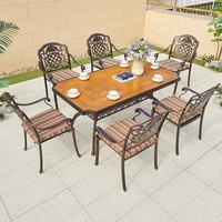 à manger de coulée de Style Durable chinois terrasse extérieure arrière-cour en aluminium 6 chaises meubles de Table de luxe