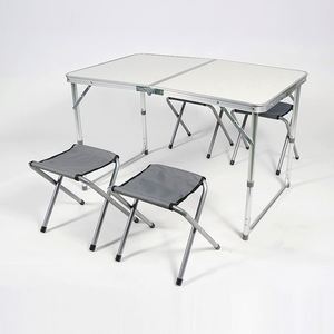 Ensemble de chaise et table pliantes d'extérieur avec panneau en bambou et structure en métal pour le jardin et le camping - Product Image 3