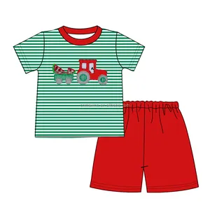 고품질 여름 아기 의류 세트 어린이 세트 면 소년 반팔 사용자 정의 t 셔츠 반바지와 어린이 세트