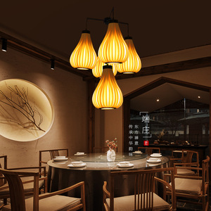 [Core Product Name] Wooden Veneer Chandelier Round Led <b>Light</b> For Restaurant Cafe Tea Room <b>Dining</b> Table Lighting E27 Switch - Product Image 1