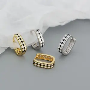 Anting-anting Hoop perak murni 18K, anting-anting emas Pilin, anting pernyataan mode wanita