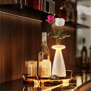 Handmade Ceramic Vase With <b>Led</b> <b>Light</b> Tabletop Decor For Living Room Or <b>Bar</b> - Product Image 2