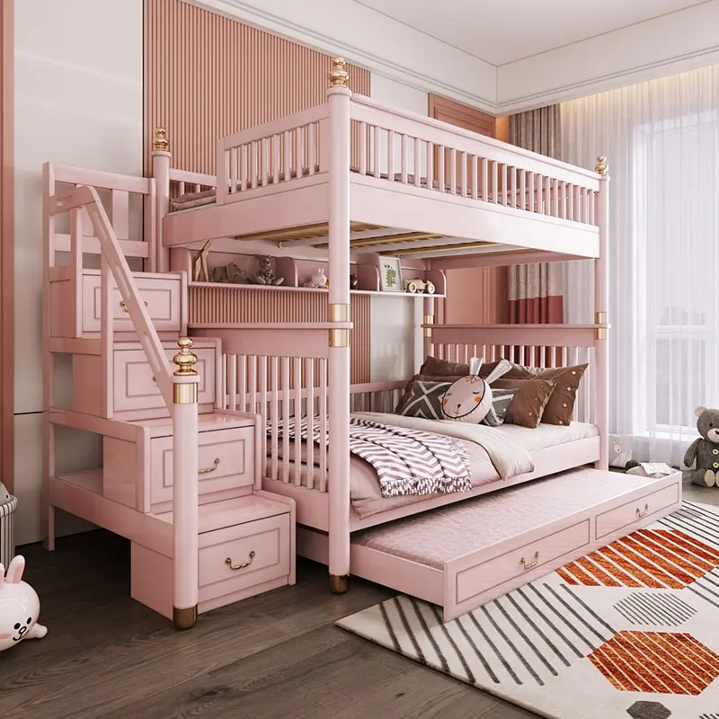 Xijiayi enfants chambre meubles ensembles multifonction bébé Style méditerranéen moderne solide en bois lit superposé pour les enfants