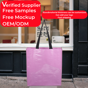 ถุงช้อปปิ้งพลาสติกเคลือบลามิเนตพิมพ์สีสันสดใสนำกลับมาใช้ใหม่ได้จากโรงงานจีน ถุงผ้า PP สำหรับใส่ของชำ - Product Image 2