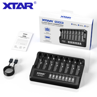 Chargeur de batterie intelligent XTAR MX8 à 8 canaux avec écran LCD, multi-compatible avec les batteries rechargeables Ni-MH 1,2 V, Li-ion 1,5 V, 3,6 V, 3,7 V