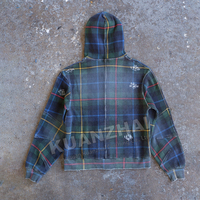 Fabricant de veste zippée personnalisée de haute qualité pour hommes, coton lourd délavé à l'acide, tricot gaufré à carreaux, sweat à capuche en flanelle