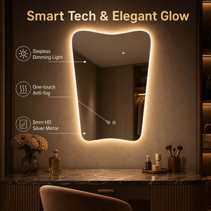 Espejo Inteligente para Baño con Retroiluminación LED de Forma Irregular, para Decoración de Hoteles, con Interruptor Táctil Antivaho - Product Image 5