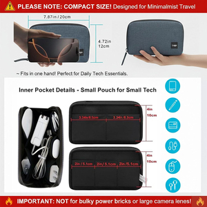 Petite trousse de rangement pour appareils électroniques, étui de voyage fin pour petits accessoires technologiques, câbles, chargeurs, écouteurs - Product Image 6