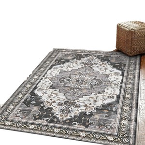 Tapis persan rectangulaire Wan Xinlong antidérapant pour salon, chambre, bureau, entrée, balcon, en velours cristal imprimé - Product Image 4