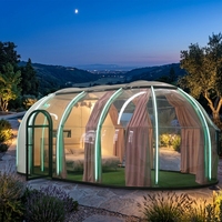 Dôme panoramique 360° en polycarbonate, maison bulle transparente et étanche pour hébergement panoramique, restaurant, villa