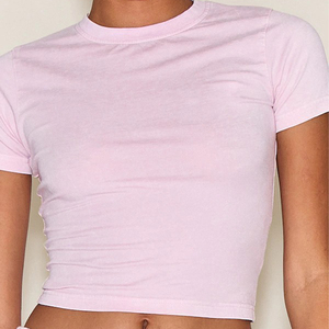 T-shirt in cotone personalizzata taglie forti con stampa alfabetica, manica raglan, modello baby tee, crop top da donna - Direttamente dal produttore di <span class=keywords><strong>abbigliamento</strong></span> - Product Image 2