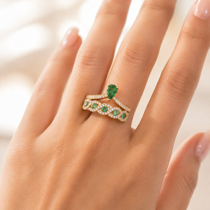 Set di anelli con corona verde per donna, anello da dito minimalista alla moda - Product Image 2