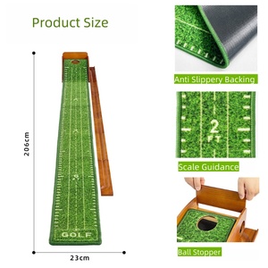 Tapis de <span class=keywords><strong>golf</strong></span> portable en velours avec base en bois de petite taille, retour automatique de balle et tapis antidérapant pliable - Product Image 4