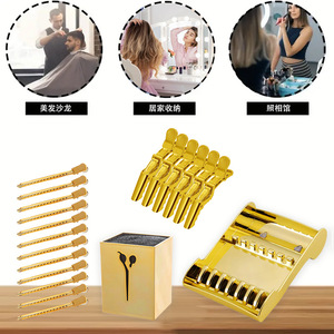 Wanmei Hair Styling <b>Tools</b> Set Gold Metal Duckbill <b>Clips</b> Storage Box Salon Use - Product Image 1