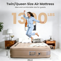 Matelas pneumatique en PVC avec pompe intégrée amovible, dessus floqué convertible, soutien robuste toute la nuit, sans perte d'air, lit gonflable compact
