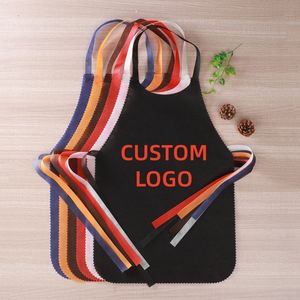 Wegwerp Koeling Taille Schorten Voor Dineren & Kunst Activiteiten Waterdichte Geweven Slabbetjes Custom Merk Logo Afdrukken Groothandel - Product Image 1