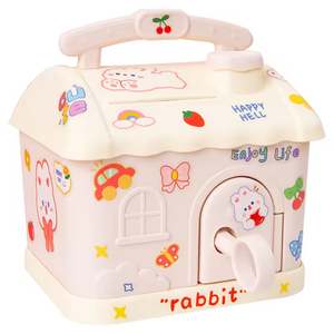 Hucha de Plástico con Diseño de Casa de Dibujos Animados, con Puertas que se Abren, Tamaño Grande para Niños y Adultos, Regalo de Cumpleaños, Rosa/Azul - Product Image 1