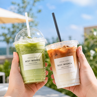Gobelet jetable transparent en PET de 18 oz avec logo personnalisé et couvercle plat ou bombé pour matcha, latte glacé, café et thé au lait