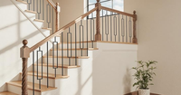 Poteaux d'escalier modernes en fer forgé LD avec motif rectangulaire pour la décoration intérieure
