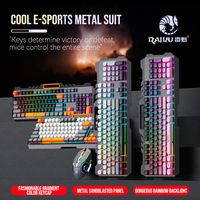 RAIKU T21 Wired Gaming Keyboard Mouse Combo Metal Frame RGB Backlit Phone Holder Anti Ghosting for PC Gamer Esports