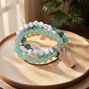Hot Selling <strong>Women's</strong> <strong>Fashionable</strong> Bead Bracelet with Multi-layer Wrapping Natural Stone Crystal Healing Bracelet Set Jewelry Gift - Product Image 3