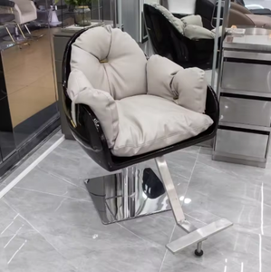 Sillón de Barbería Moderno con Asiento de Cuero Sintético, Base de Acero Inoxidable, Bomba Hidráulica y Altura Ajustable, Mueble de Salón - Product Image 6