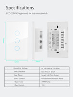 Interruptor Inteligente WiFi XZJ 2026 US Light Tuya, Interruptor Eléctrico de Pared con Control Remoto de Vidrio Templado