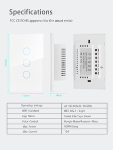 Xzj <span class=keywords><strong>2025</strong></span> ánh sáng tuya thông minh Tempered Glass điều khiển từ xa interruptor inteligente Wifi tường điện thông minh chuyển đổi - Product Image 3