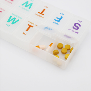 Pill Case Storage European Plastic 7 Day Pill Case 14 Grids Medicine Tablet Dispenser Organizer Weekly Capsule Storage Box Container Custom Logo