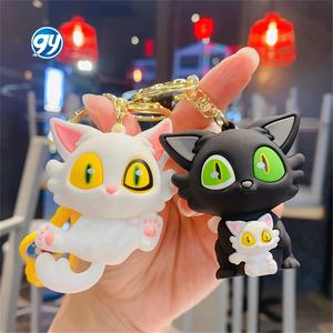Porte-clés en silicone en forme de petit <span class=keywords><strong>chat</strong></span>, mignon, pour sac, décoration suspendue, vente en gros - Product Image 4