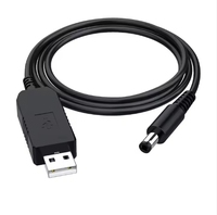 Kabel Konverter Step-up USB 5V ke 12V PVC Hitam 1M, USB A Male ke DC 5.5*2.1mm DC5521, Kabel Penguat Daya untuk Elektronik 12V