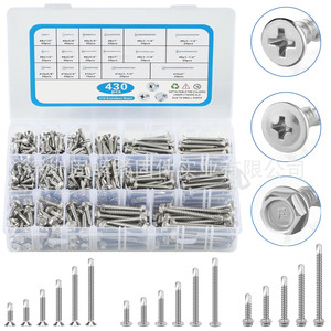Stainless Steel Hex Flat Truss Head Self Tapping <b>Screw</b> <b>Set</b> 430pcs Metal Fasteners For Wood And Metal Fixing - Product Image 4