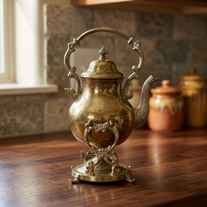 Vintage Brass Tea Kettle With <b>Lid</b> Metal Handle Water <b>Pot</b> Kettles Decorative Kitchenware - Product Image 6