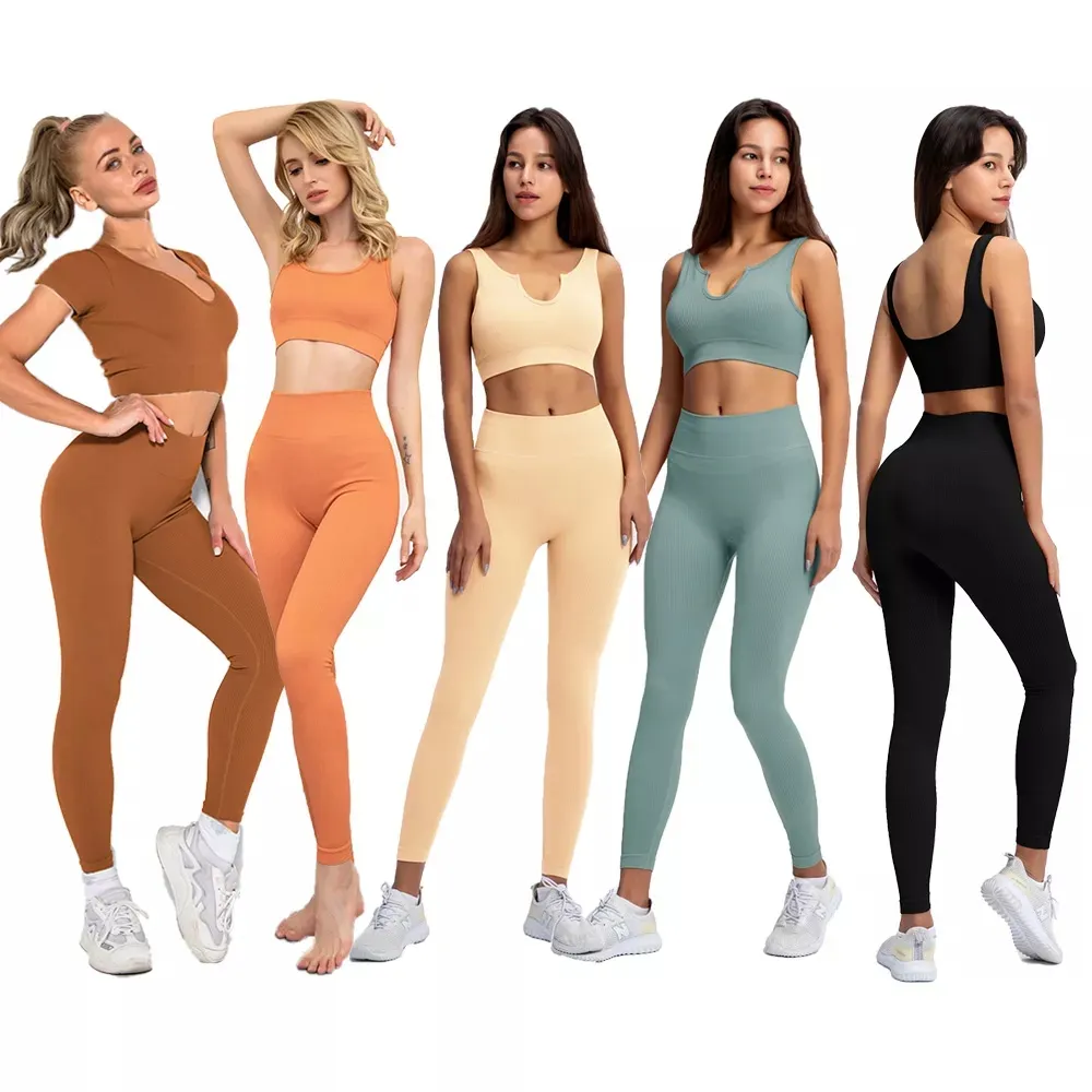 Women's seamless gym fitness sets ladies bodybuilding exercise workout sport clothes gym yoga wear