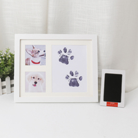 Cadre photo commémoratif pour empreintes de pattes d'animaux, étanche, carré, en bois, à poser sur table, avec tampon encreur pour empreintes de pattes de chat/chiens