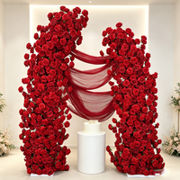 Arche florale en soie rouge bordeaux 2m 2.4m, arche de fleurs artificielles, motifs floraux variés, décoration de mariage en plein air, résistante aux intempéries