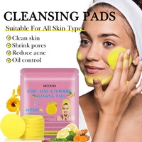 40 Almohadillas Limpiadoras Faciales con Ácido Kójico y Cúrcuma, Limpiador Facial de Marca Privada, Almohadillas de Cúrcuma