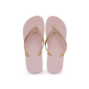 <b>Women</b> Glitter Strap <b>Flip</b> <b>Flops</b> Elegant Nude Beach Sandals Anti Slip Soft PE Rubber Summer Slippers Custom OEM - Product Image 3