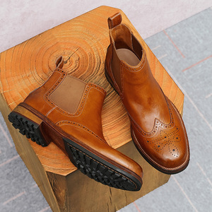 Botas de Cuero Genuino para Hombre, Diseño Clásico, Otoño-Invierno 2025, Cómodas, Impermeables, Antideslizantes, con Suela de Goma - Product Image 2