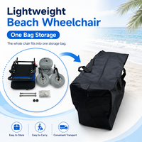 Fauteuil roulant de plage pliable KSW5, gain de place, léger, portable, aide à la mobilité sur le sable, avec pompe et sac de rangement